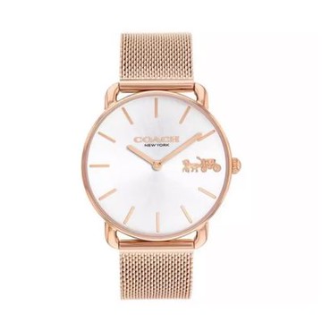 COACH 官方授權 經典馬車米蘭帶時尚腕錶 玫瑰金-女錶(CO14504383)36mm