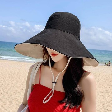 領卷💕免運  漁夫帽 防曬 遮陽帽 大帽簷  防UV 遮臉  海灘帽  防曬帽 雙面可戴 贈防風繩