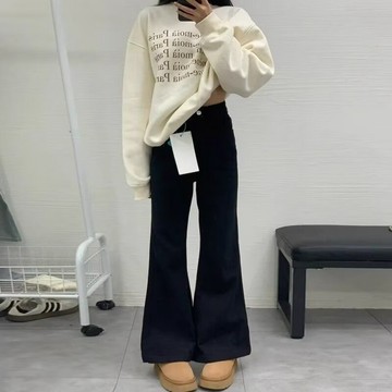 S-5XL 大尺碼春秋新款美式胖mm百搭顯瘦氣質洋氣黑色牛仔褲女