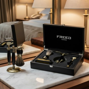 【FREED】五刀式古銅刮鬍刀豪華禮盒四件組 - 極致黑