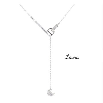 -laura- s925純銀項鍊 d星鑽 時尚-小資女 純銀項鍊 鎖骨鍊