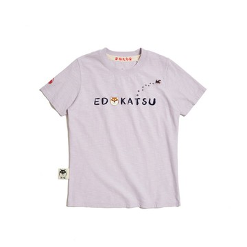 江戶勝 日系 女裝 勝太郎系列 溜搭的黑丸短袖T恤(粉紫色) #上衣