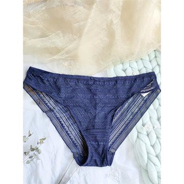 歐美外貿原單內褲低腰三角褲性感透明透氣舒適抗菌純色鏤空蕾絲