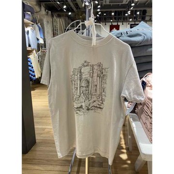 BM官網新款美式復古oversize希臘神話城堡印花bm寬松短袖T恤女夏