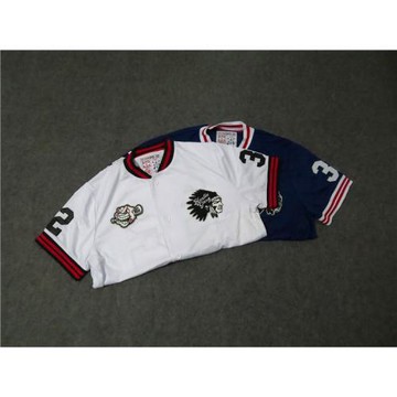 美式街頭潮牌嘻哈棒球款短袖開衫jersey刺繡大碼說唱oversize街舞