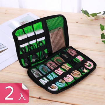 【荷生活】防水材質便攜3C配件包 耳機充電線行動電源USB充電頭收納包-2入組