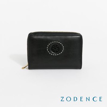 ZODENCE HAN義大利植鞣革時尚拉鍊中夾-深邃黑