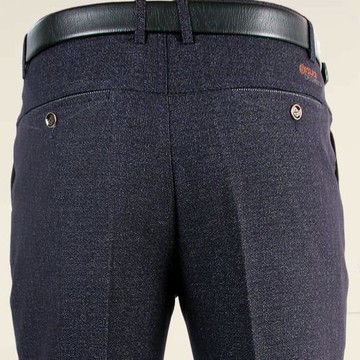 中老年人男褲秋冬季加絨加厚款中年男士休閑褲寬松西褲爸爸裝老人