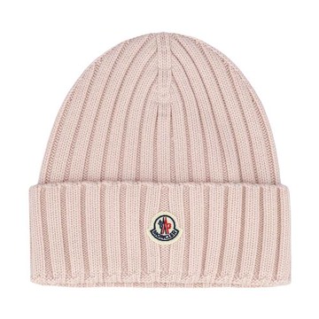 【MONCLER】品牌LOGO 羊毛毛帽 淺粉色 - K10933B00036A9327 529