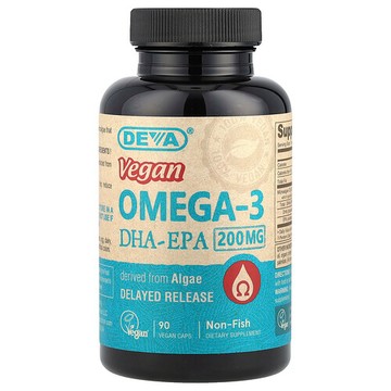 Deva, 全素 Omega-3 DHA-EPA，緩釋，200 毫克，90 粒全素膠囊