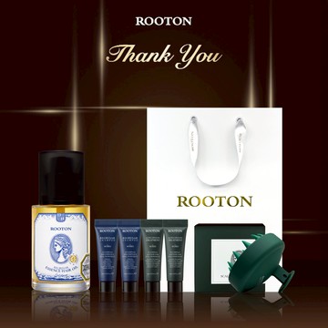 快速出貨【ROOTON】感謝有你！喚活極萃雙效修護髮油100ml+海藻洗髮精10ml x2+護髮素10ml x2+頭皮按摩梳+燙金禮袋(閨密閨蜜友誼友情心意禮物)