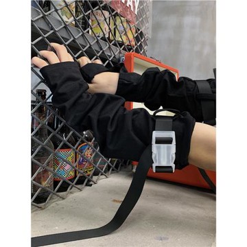 原宿工裝朋克書包扣男女手袖套防曬哥特日系純黑忍者硬派袖套純棉