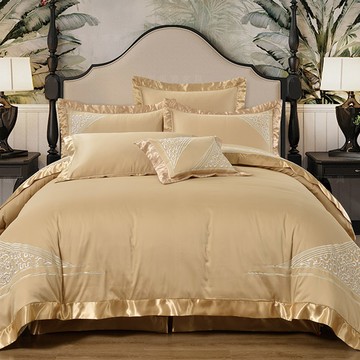 床包被套組(鋪棉兩用被套)-雙人/加大/特大/ 100支精梳棉四件式 / 刺繡 / 燦陽流金 台灣製