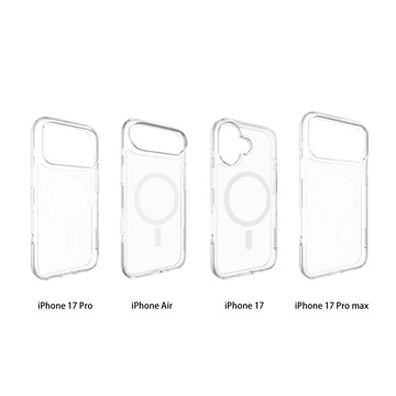 【NO BRAND】iPhone 17/Air/17 Pro/17 Pro max  晶亮透明四角防摔磁吸殼