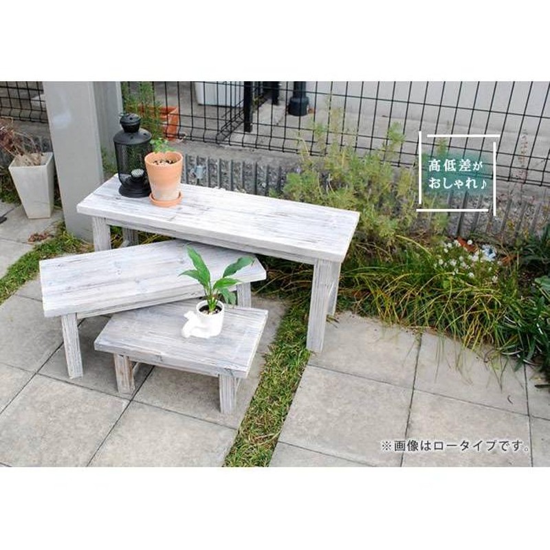 3個セット 木製ラティスフェンス付きフラワースタンド 3段ホワイト