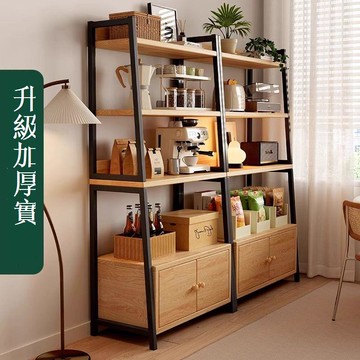 免運 家用貨架 倉儲貨架 實木置物架客廳落地家用多層收納架小戶型書房臥室梯形帶門展示架 可開發票 全館八折 工廠現貨直銷 新品特價 h9027