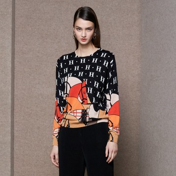 純棉名品風字母馬車針織上衣_黑色【MON’S 流行服飾】