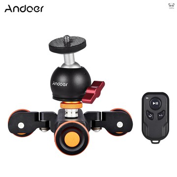 Andoer L4 PRO 攝影小車 帶刻度指示 塑膠機身 3檔速度 （內置鋰電池）黑色 + 球形雲臺