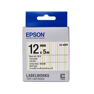 EPSON 繽紛糖果款 12mmx5M 底黑字標籤帶 / 盒 LK-4EBY｜領券最高折$220