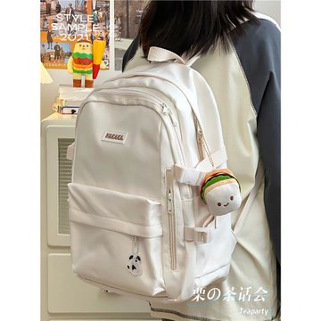 日系簡約百搭雙肩包女生初中高中學生上課書包大容量電腦背包男潮