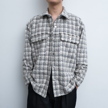 KAIKAI - Mirror Reflection - 羊毛混紡編織格夾克外套 - 米灰