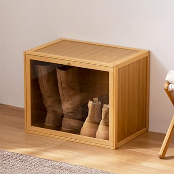 Happylife 楠竹可堆疊鞋櫃 大款透明門 Y12025