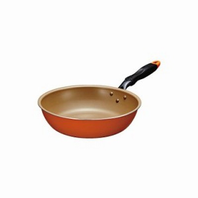 エバークック 炒め鍋 28cm ガス火専用 軽量 720ｇ オレンジ ドウシシャ