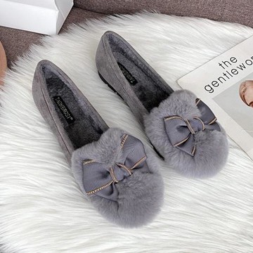 2025年新款毛毛鞋女冬外穿厚底加絨豆豆鞋女百搭棉瓢鞋大碼41到43