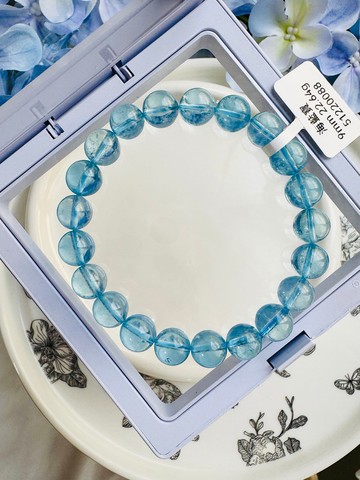 小精品聖母利亞碎冰冰海藍寶9mm22.64g紓解壓力療癒能量表達溝通