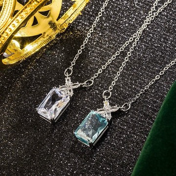 Sweet Air Y26 日韓流行時尚項鍊 雜誌推薦款 輕奢閃耀矩形水鑽造型 項鍊 頸鏈