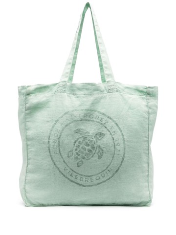 Vilebrequin - Turtle logo tote bag - men - Linen/Flax/Cotton - One Size - Green