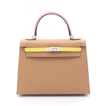 HERMES 愛馬仕 棕色 Epsom牛革 Kelly 25 凱莉包 两用包 B刻 銀扣 【二手名牌BRAND OFF】
