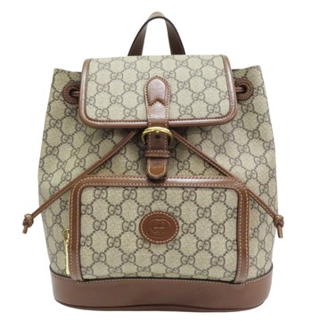 GUCCI 古馳 烏木色 GG Supreme PVC塗層帆布 後背包 【二手名牌BRAND OFF】