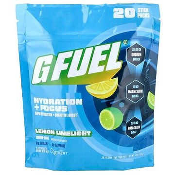 G FUEL, 補水 + 專注，電解質混合飲品，含 Cognizin®，檸檬酸橙味，20 條，每條 0.21 盎司（6 克）