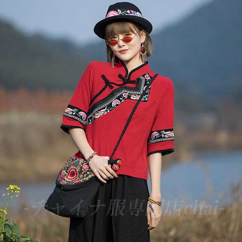 チャイナ服 トップス chaiは☆ポイント最大3倍 アシンメトリー