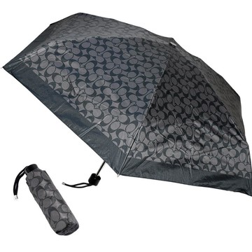 COACH 經典LOGO輕量摺疊晴雨傘-灰黑