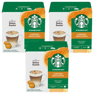 STARBUCKS 星巴克 焦糖瑪奇朵咖啡膠囊 咖啡膠囊5.5g 6顆 + 牛奶膠囊15.8g 6顆  3盒  21.3g  12顆