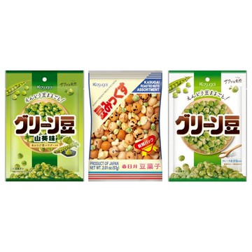 春日井  山葵芥茉豆菓子 l 鹽味豆菓子 l  什錦豆 l  魷魚花生豆 l 蝦味花生豆
