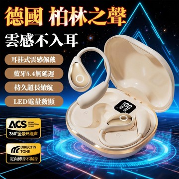現貨🔴德國柏林之聲不入耳藍芽耳機 耳掛式耳機6.0 智能觸摸降噪無線耳機 全景環繞皮紋耳掛式藍芽耳機 運動開放式藍芽耳機