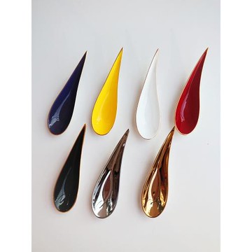 意境菜分子料理擺盤金邊勺子西餐廳會所餐具創意新菜陶瓷異形碟