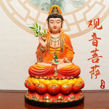 觀世音菩薩樹脂佛像全堂佛娑婆三圣觀音擺件裝飾家居原創正品