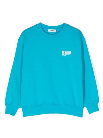 MSGM Kids - logo-print cotton sweatshirt - kids - Cotton - 14 yrs - Blue
