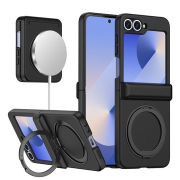 適用于三星Zflip6/5中軸膚感可旋轉支架全包鉸鏈多功能保護殼