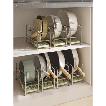 廚房鍋架置物架豎放平底鍋炒鍋鐵鍋304不銹鋼臺面鍋具瀝水收納架