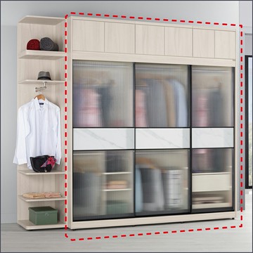 7尺被櫥式鋁框滑門(衣櫥+被櫃)二件式 收納衣櫃 玻璃門衣櫥【149A0386】Leader傢居館149-A212+A214+A210