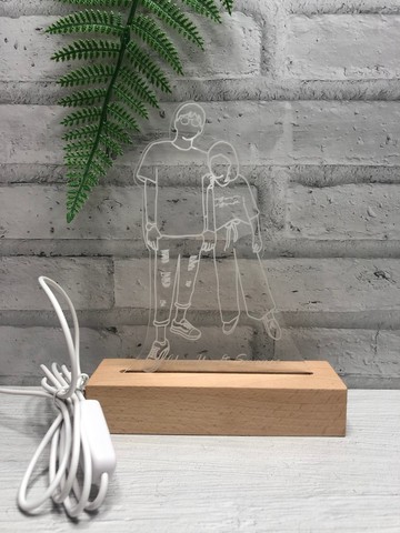 客製化情侶紀念夜燈 線條插畫 照片變燈板 戀愛禮物 週年紀念