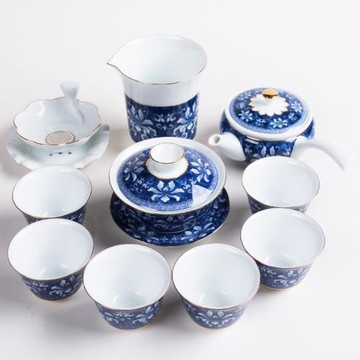 琨德高端家用青花瓷功夫茶具套裝整套陶瓷創意茶壺茶杯泡茶禮品瓷
