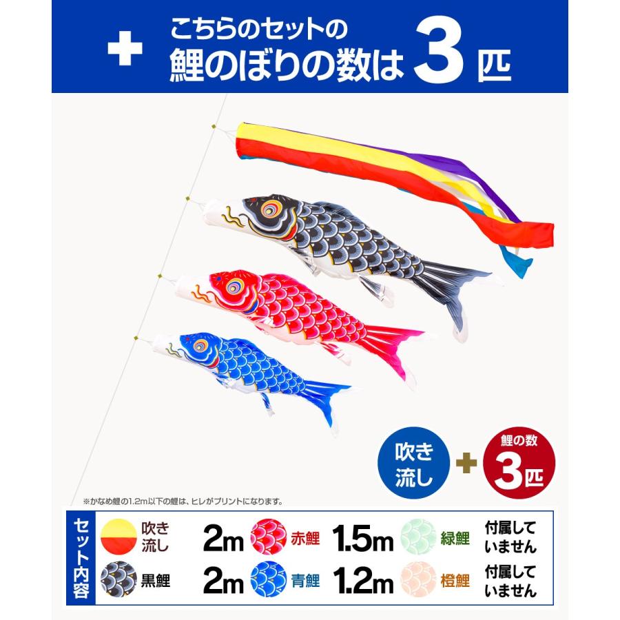 鯉のぼり ベランダ用 こいのぼり 錦鯉 渡辺鯉新緑の風になびく かなめ鯉 2m 6点セット 万能取付金具付属 ベランダ プレミアムセット