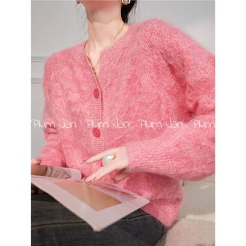 Plum Jan/慵懶風軟糯毛衣馬海毛開衫外套穿搭2025春秋新款法式女