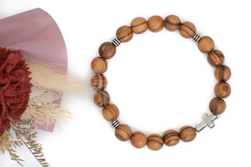 經典十字架木質手鍊 8250890